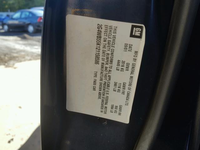 2G4WB55K121158586 - 2002 BUICK REGAL LS BLUE photo 10