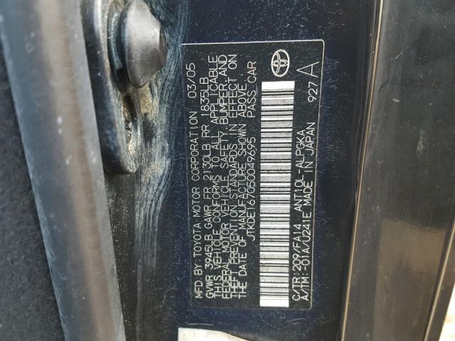 JTKDE167050049695 - 2005 TOYOTA SCION TC 黑色 照片 10