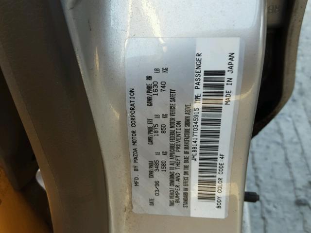 JM1BB1417T0345915 - 1996 MAZDA PROTEGE DX SILVER photo 10