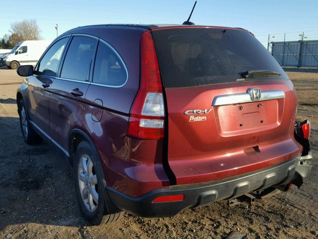 JHLRE48708C015189 - 2008 HONDA CR-V EXL BURGUNDY photo 3