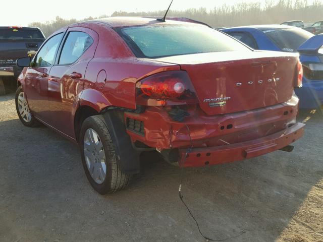 1C3CDZAB3DN547573 - 2013 DODGE AVENGER SE RED photo 3