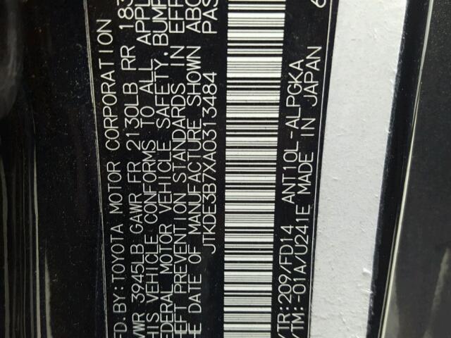 JTKDE3B7XA0313484 - 2010 TOYOTA SCION TC 灰色 照片 10