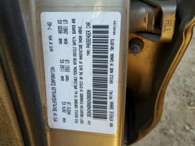 2B3HD46R02H286890 - 2002 DODGE INTREPID S GRAY photo 10