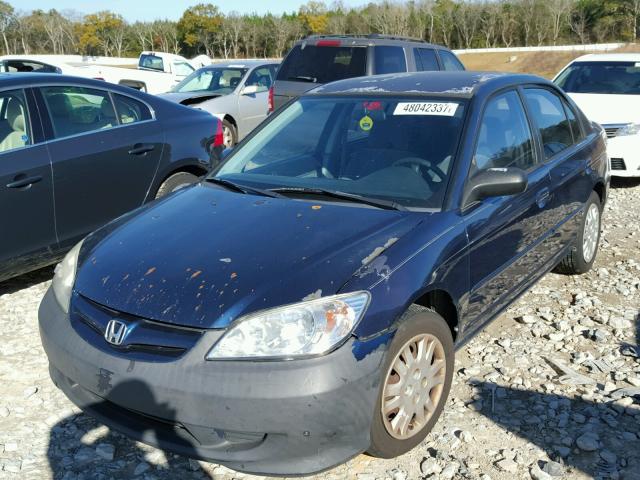 2HGES16515H502299 - 2005 HONDA CIVIC LX BLUE photo 2