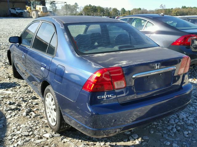 2HGES16515H502299 - 2005 HONDA CIVIC LX BLUE photo 3