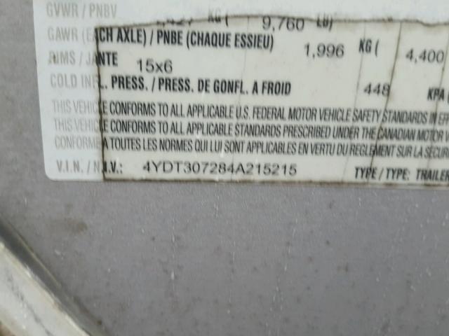 4YDT307284A215215 - 2004 KEYSTONE SPRINTER თეთრი ფოტო 10