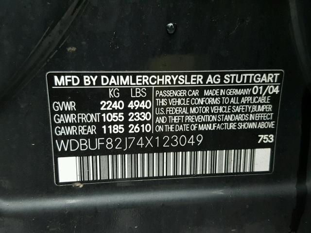 WDBUF82J74X123049 - 2004 MERCEDES-BENZ E 320 4MAT BLACK photo 10