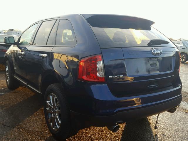 2FMDK3JC7BBA18644 - 2011 FORD EDGE SEL BLUE photo 3