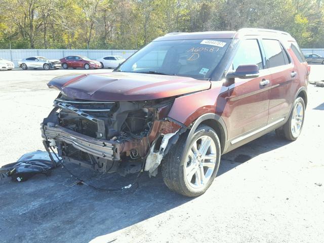 1FM5K7F80GGA60587 - 2016 FORD EXPLORER L BURGUNDY photo 2