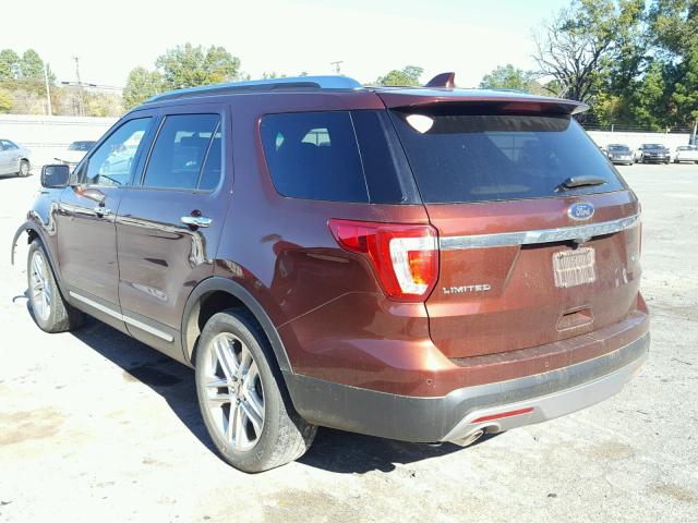 1FM5K7F80GGA60587 - 2016 FORD EXPLORER L BURGUNDY photo 3