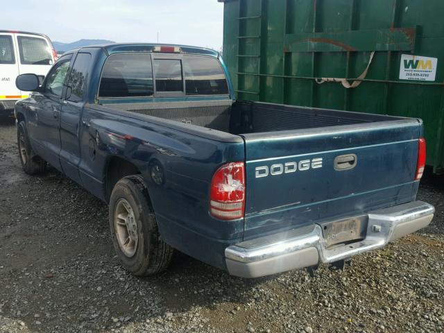 1B7GL22X3WS526115 - 1998 DODGE DAKOTA GREEN photo 3