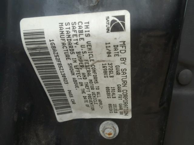 1G8AZ52F85Z130923 - 2005 SATURN ION LEVEL BLUE photo 10