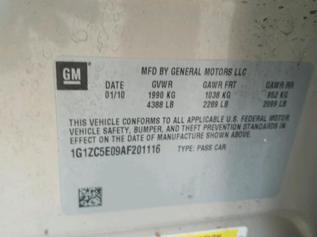 1G1ZC5E09AF201116 - 2010 CHEVROLET MALIBU 1LT TAN photo 10