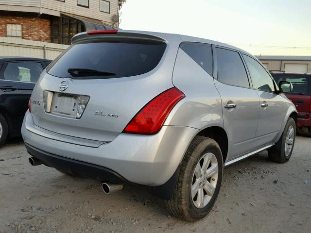 JN8AZ08W17W602825 - 2007 NISSAN MURANO SL SILVER photo 4