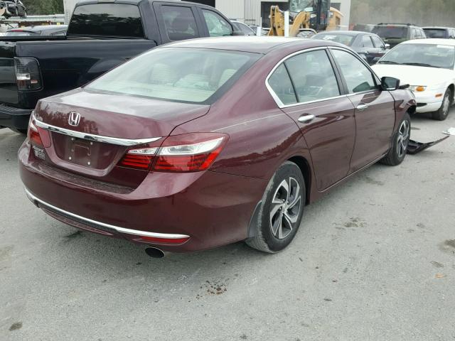 1HGCR2F36GA196533 - 2016 HONDA ACCORD LX BURGUNDY photo 4