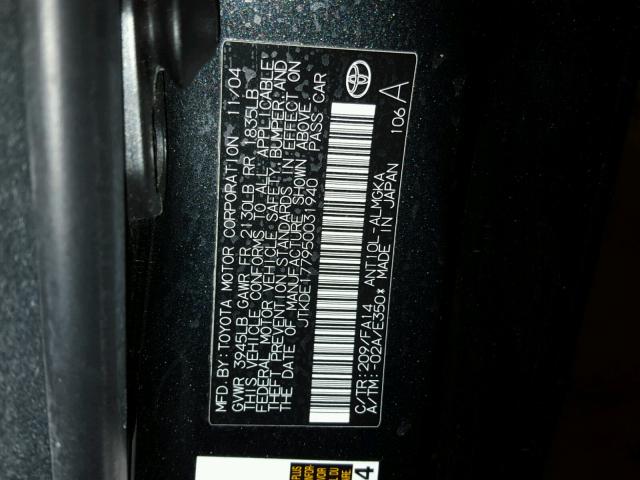 JTKDE177950031940 - 2005 TOYOTA SCION TC 黑色 照片 10