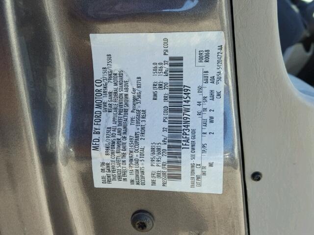 1FAFP34N97W145497 - 2007 FORD FOCUS ZX4 GRAY photo 10