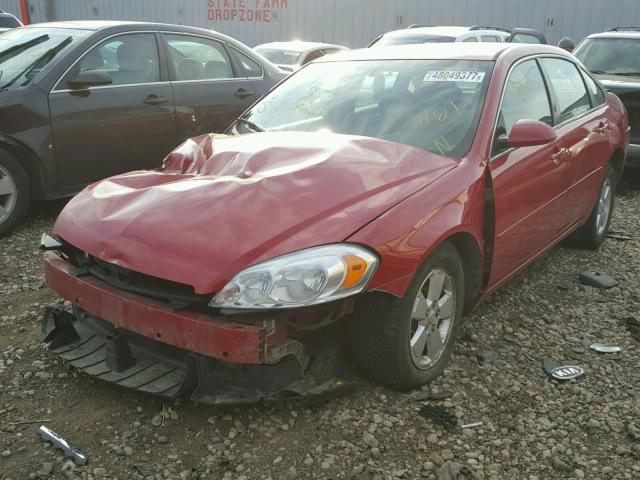 2G1WT55N579316425 - 2007 CHEVROLET IMPALA LT RED photo 2