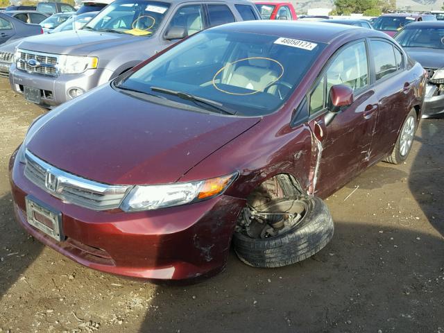 19XFB2F59CE337152 - 2012 HONDA CIVIC LX MAROON photo 2