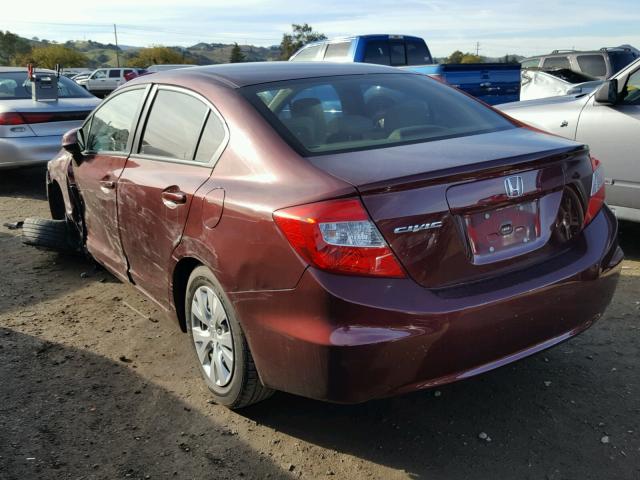 19XFB2F59CE337152 - 2012 HONDA CIVIC LX MAROON photo 3