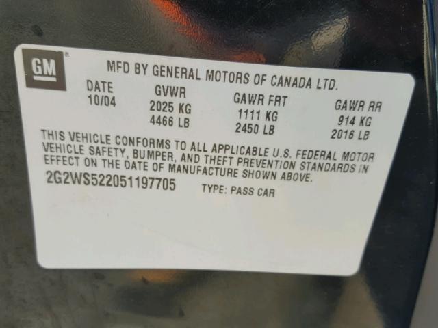 2G2WS522051197705 - 2005 PONTIAC GRAND PRIX 黑色 照片 10