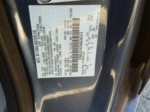 2FMZA51626BA36313 - 2006 FORD FREESTAR S BLUE photo 10