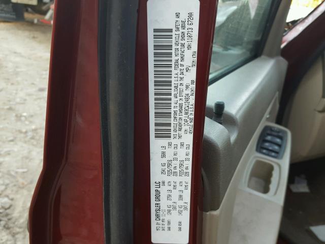 1C4PJLAK0CW124834 - 2012 JEEP LIBERTY SP RED photo 10