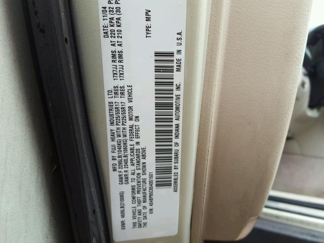 4S4BP85C854351501 - 2005 SUBARU LEGACY OUT BEIGE photo 10