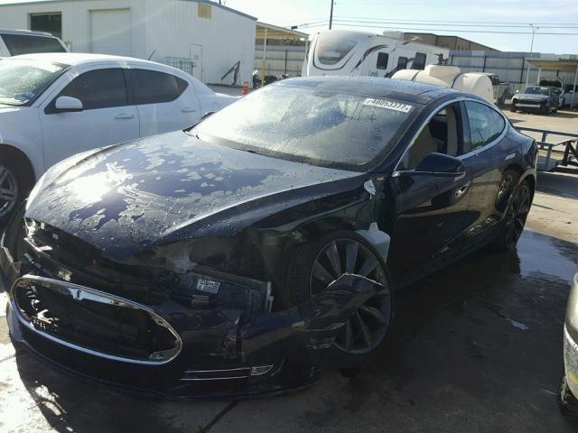 5YJSA1H13EFP50087 - 2014 TESLA MODEL S BLUE photo 2