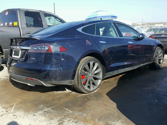 5YJSA1H13EFP50087 - 2014 TESLA MODEL S BLUE photo 4