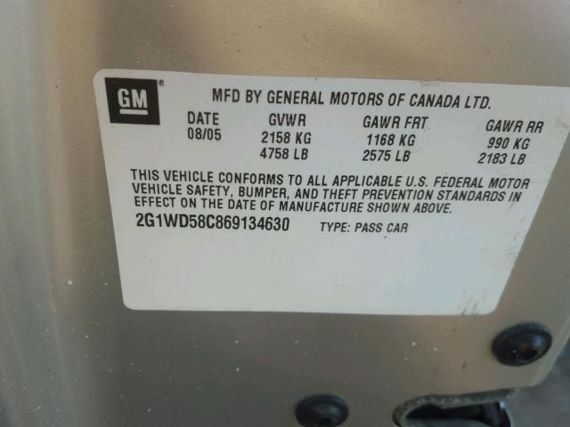 2G1WD58C869134630 - 2006 CHEVROLET IMPALA SUP 银色 照片 10