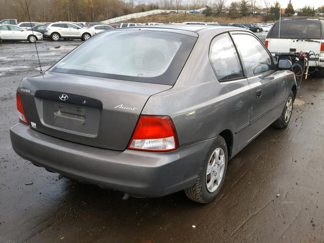 KMHCF35G81U093553 - 2001 HYUNDAI ACCENT L GRAY photo 4