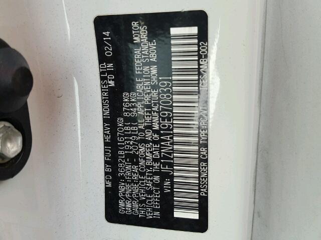 JF1ZNAA19E9708391 - 2014 TOYOTA SCION FR-S თეთრი ფოტო 10