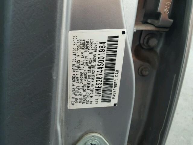 JHMES26744S001984 - 2004 HONDA CIVIC EX Gümüş foto 10