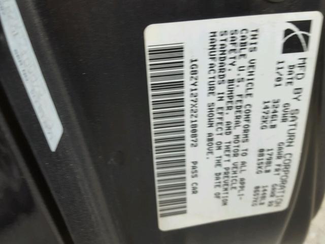 1G8ZY127X2Z180872 - 2002 SATURN SC2 GRAY photo 9