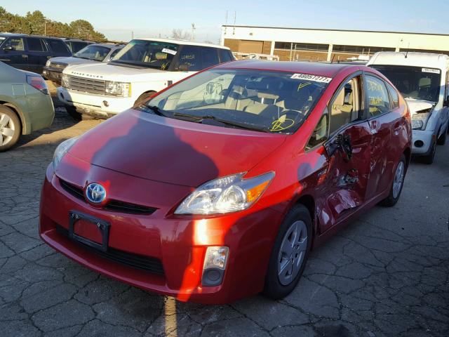 JTDKN3DUXA0207750 - 2010 TOYOTA PRIUS RED photo 2