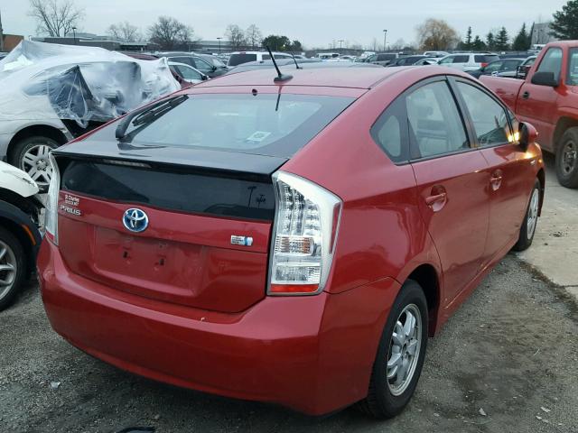 JTDKN3DUXA0207750 - 2010 TOYOTA PRIUS RED photo 4