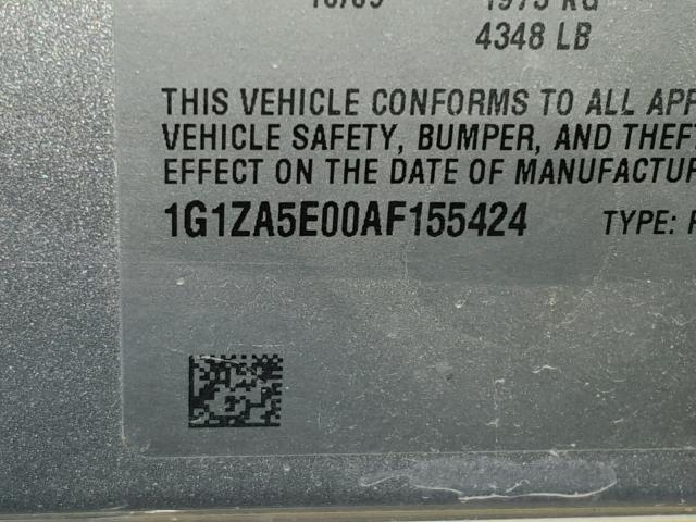 1G1ZA5E00AF155424 - 2010 CHEVROLET MALIBU LS SILVER photo 10