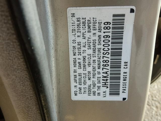 JH4KA7687SC009189 - 1995 ACURA LEGEND GS GOLD photo 10