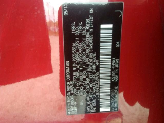 JTLZE4FE6DJ039795 - 2013 TOYOTA SCION XB Қызыл фото 10