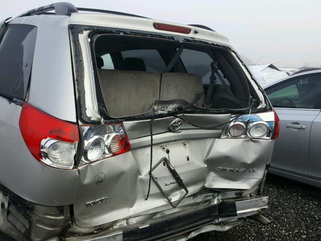5TDZK23C87S026808 - 2007 TOYOTA SIENNA CE SILVER photo 9