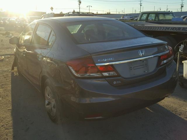 19XFB2F50DE045522 - 2013 HONDA CIVIC LX GRAY photo 3