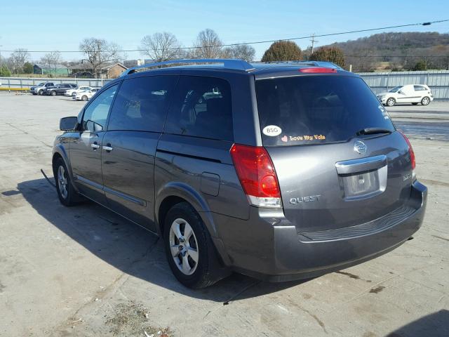 5N1BV28U78N122992 - 2008 NISSAN QUEST S GRAY photo 3