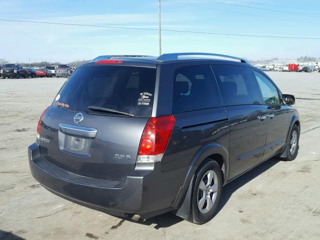 5N1BV28U78N122992 - 2008 NISSAN QUEST S GRAY photo 4