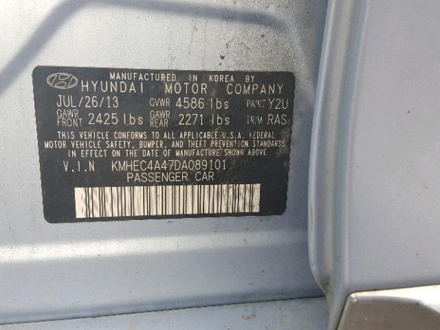 KMHEC4A47DA089101 - 2013 HYUNDAI SONATA HYB BLUE photo 10