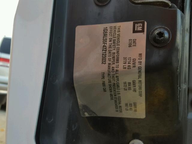 1G8AL55F47Z123032 - 2007 SATURN ION LEVEL WHITE photo 10