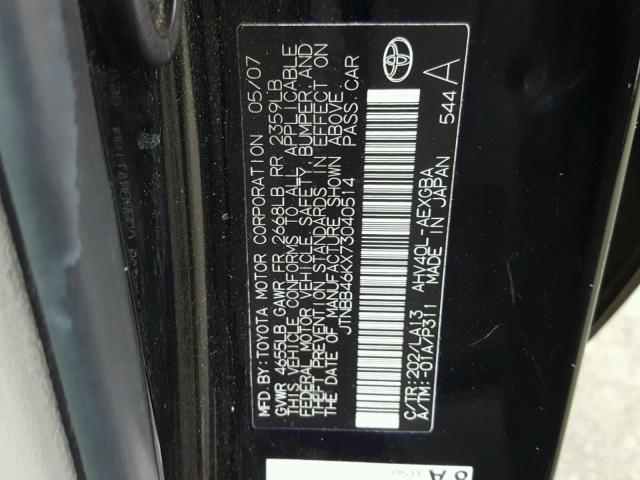 JTNBB46KX73040514 - 2007 TOYOTA CAMRY NEW BLACK photo 10