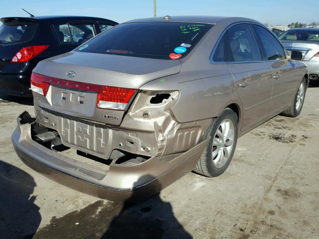 KMHFC46F47A190387 - 2007 HYUNDAI AZERA SE GOLD photo 4