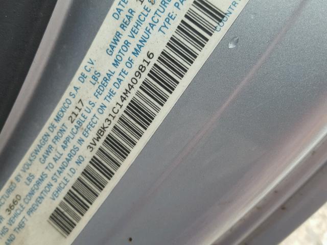 3VWBK31C14M409816 - 2004 VOLKSWAGEN NEW BEETLE 银色 照片 10