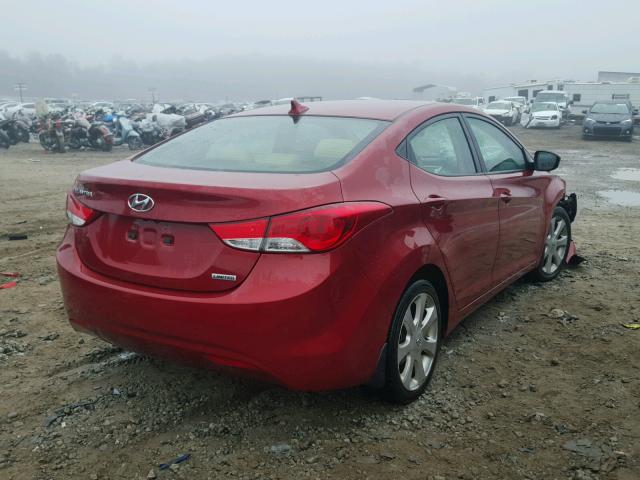 KMHDH4AE4CU265489 - 2012 HYUNDAI ELANTRA GL RED photo 4